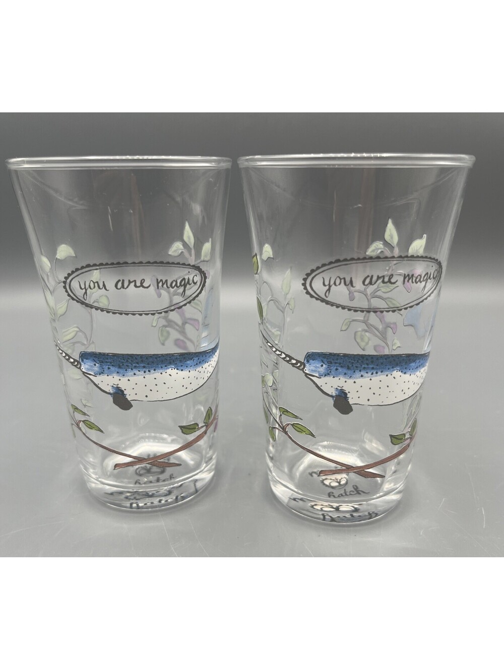 Anthropologie Menagerie Molly Hatch You Are Magic Narwhal Juice Glass Set 2